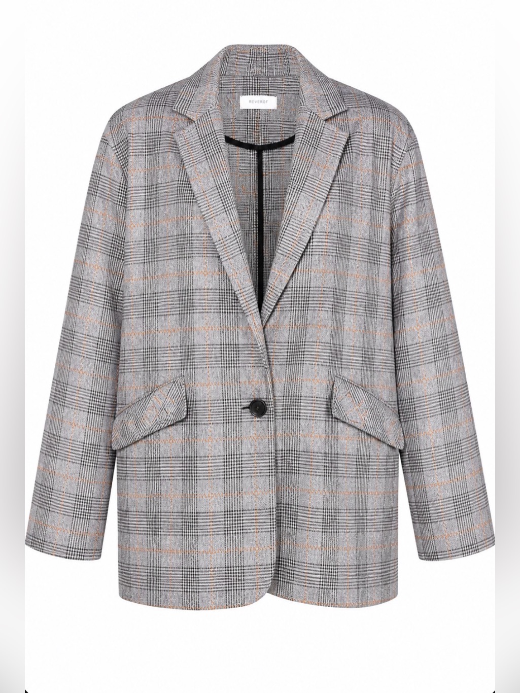Light Gray Plaid Single-Button Blazer Jacket By Reverof. Sz M/L Oversized